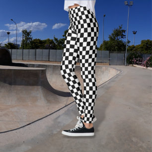 à damiers Leggings noirs et blancs