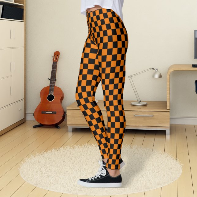 à damiers Leggings noirs et orange (Créateur téléchargé)