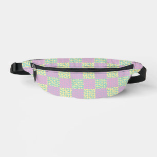 à damiers Love-Pastel rose, jaune, violet et vert