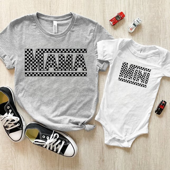 à damiers Mama Tshirt - Correspondance avec votre  (Mama Mini Tshirts Checkered - Likes Vans)