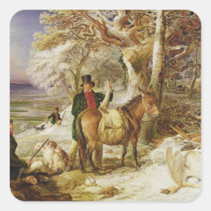 A Day's Sport, 1826 (Öl auf Leinwand) Quadratischer Aufkleber