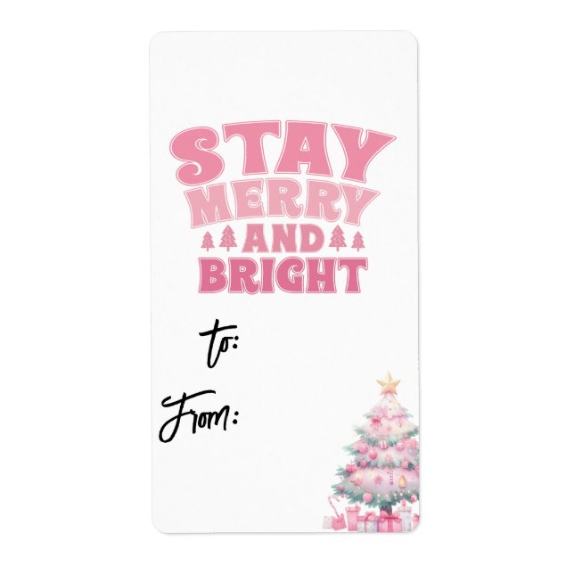 A/De étiquette rose mignon cadeau de Noël étiquett (Devant)