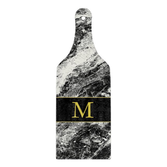À Découper Faux Granite Monogramme Planche de coupe en verre (Devant)