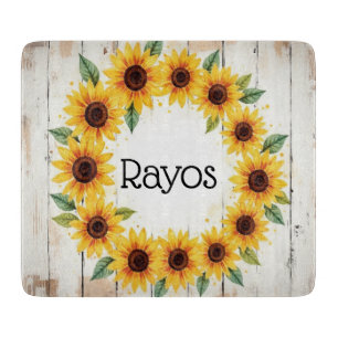 À Découper Planche de coupe en verre de tournesol personnalis