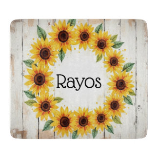 À Découper Planche de coupe en verre de tournesol personnalis