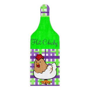 À Découper Planche de coupe en verre Poulet vert pourpre
