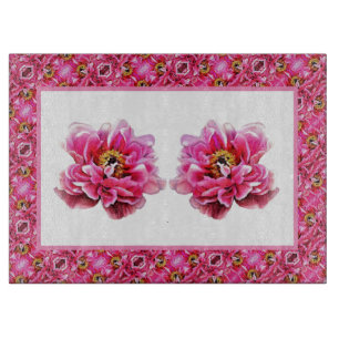 À Découper Planche de découpe de cuisine en verre PInk Peony