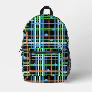 À Dos Imprimé Pickleball Court sac Noir et bleu Plaid