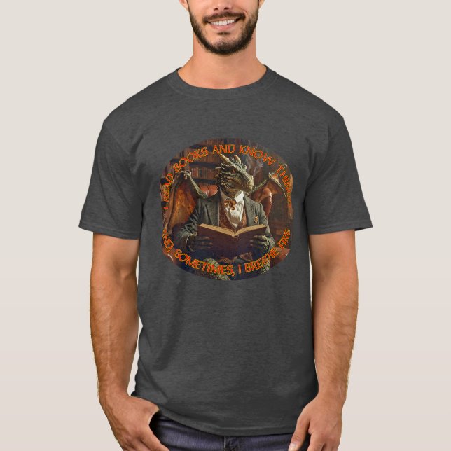 A dragon reading for learning and enjoyment. T-Shirt (Vorderseite)