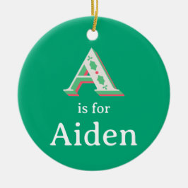 A est pour Ornement de Noël personnalisé Aidan Nom