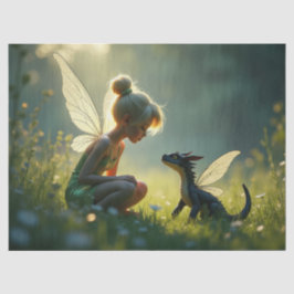 A Fairy trainiert ihren Drachen Seidenpapier