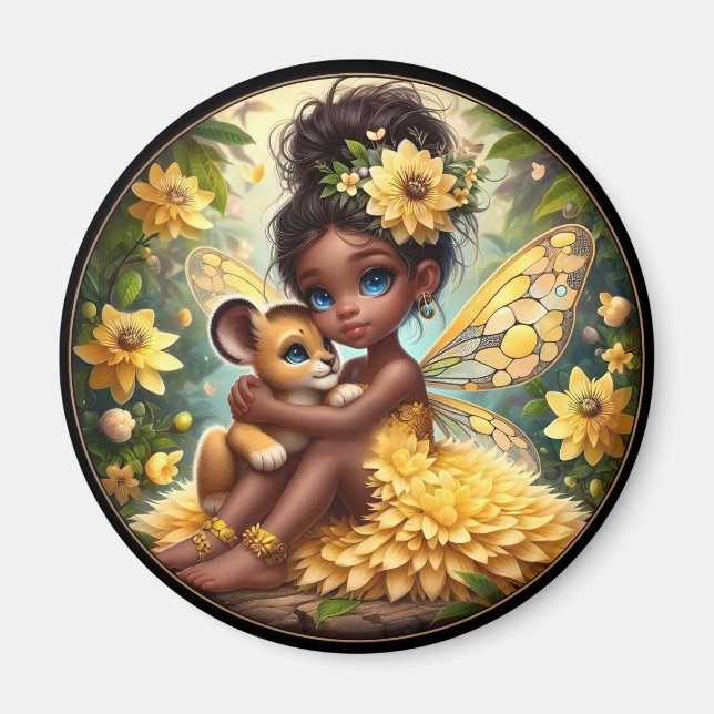 A Faiy and her Lion Cub - Yellow - Magnet (Vorne)