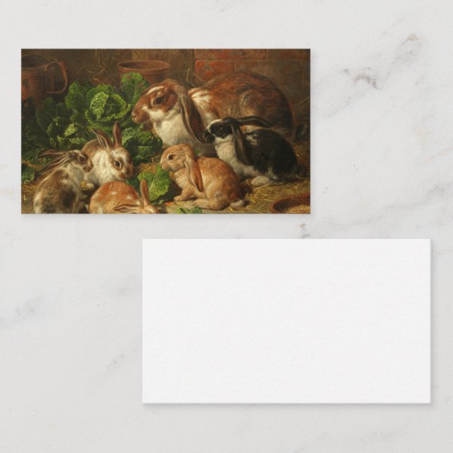 A Family of Rabbits by Alfred Richardson Barber Visitenkarte (Vorne/Hinten)