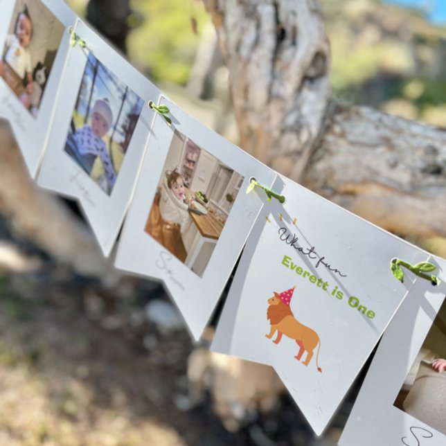 À Fanions 1er anniversaire 12 mois Photo Bunting bannière (Wild One First Birthday Banner for a PArty Animal)