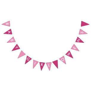 À Fanions Baby Girl Owens rose et blanc bannière