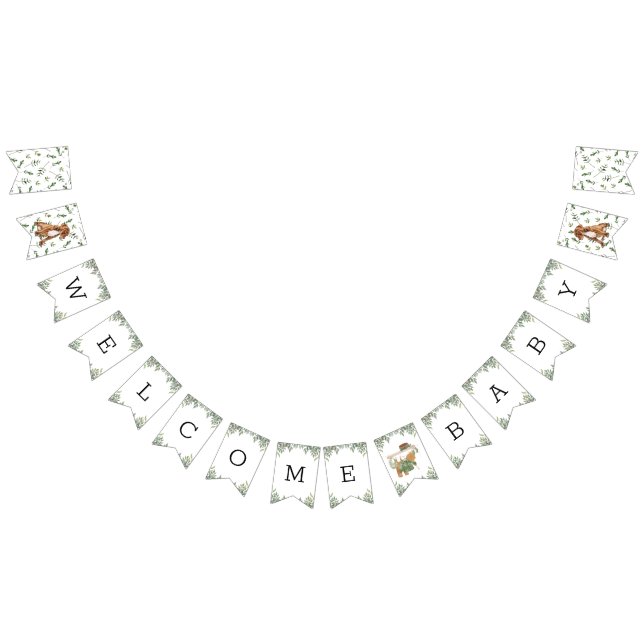 À Fanions Baby shower Pit Bull Greenery Bannière de bunching (Tout)