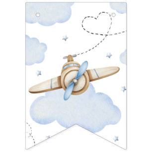 À Fanions Bannière d'anniversaire Avion Aquarelle Le Temps P