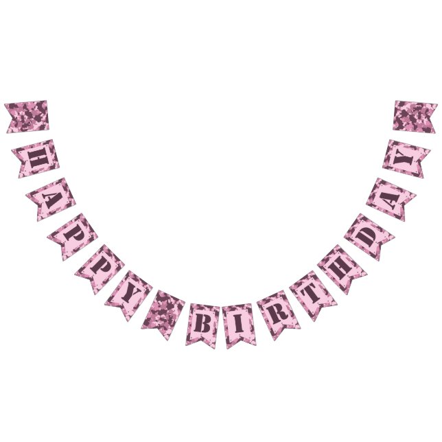 À Fanions Bannière d'anniversaire joyeuse en Camo rose (Tout)