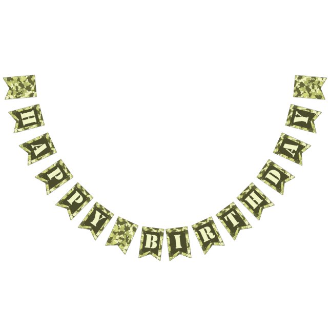 À Fanions Bannière d'anniversaire joyeuse en Camo Vert (Tout)