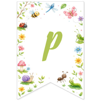 À Fanions Bannière d'anniversaire Joyeux avec des insectes m