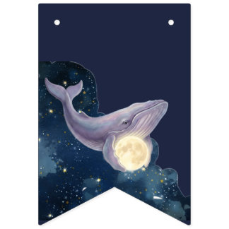 À Fanions Bannière de Baby Shower Celestial Moon | Baleine &