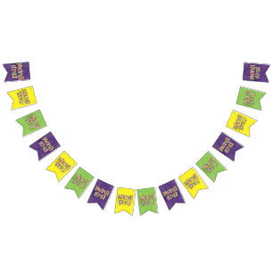 À Fanions Bannière de bottes Mardi Gras jaune vert pourpre