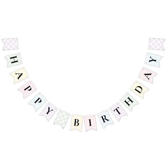 À Fanions Bannière de Bunting Joyeux En vichy d'anniversaire (Tout)