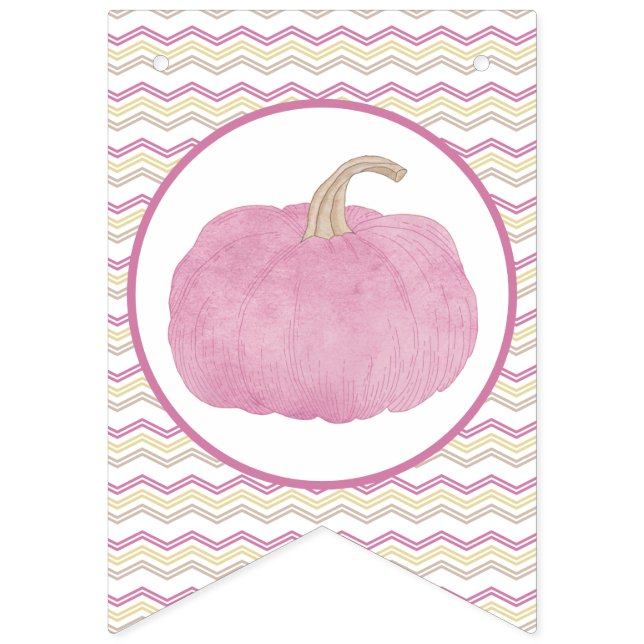 À Fanions Bannière de fête d'anniversaire Citrouille rose (Premier drapeau)
