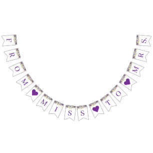 À Fanions Bannière de Fêtes des mariées florales violettes