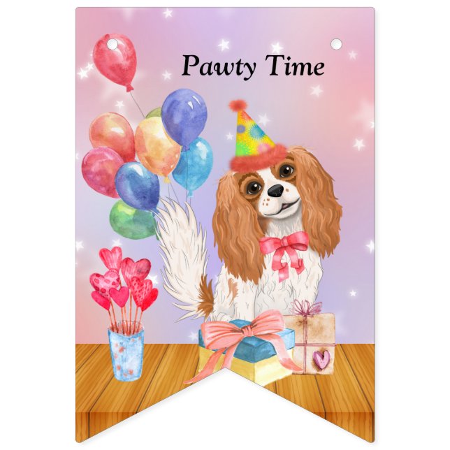 À Fanions Bannière du parti Cavalier King Charles (Premier drapeau)