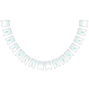 À Fanions Bannière Fête des mariées Bleu Argent Confetti