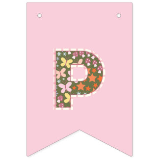 À Fanions Bannière florale Fée Papillon Joyeux anniversaire