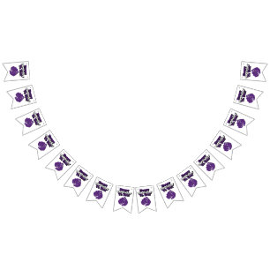 À Fanions Bannière triangulaire violette "Joyeux Anniversair