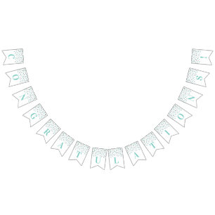À Fanions Félicitations Bannière Turquoise Silver Confetti