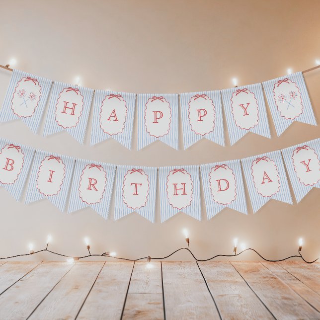 À Fanions Fille Bow 4 juillet bannière d'anniversaire (Créateur téléchargé)