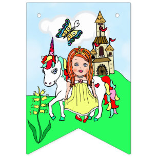 À Fanions Joyeux anniversaire Princesse Jaune Bannière