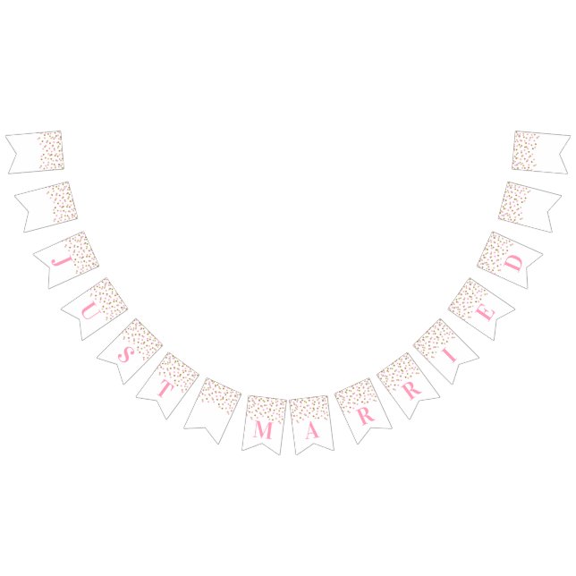 À Fanions Juste Marié Bannière Pink Gold Confetti (Tout)