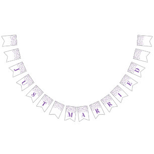 À Fanions Juste Marié Bannière violet argent Confetti