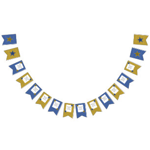 À Fanions Or de bleu de bannière de mois de fête