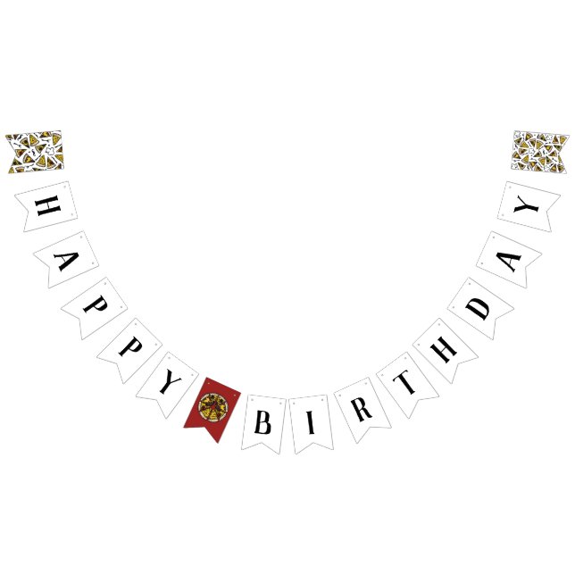 À Fanions Pizza Party Bonne bannière d'anniversaire (Tout)