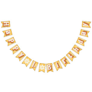 À Fanions Retro Daisy Sunburst Jaune 1ère bannière anniversa