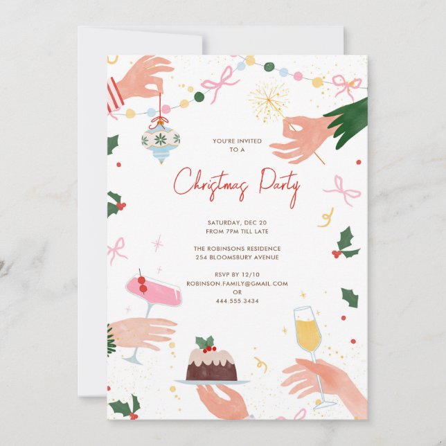 A Festive Shindig Christmas Holiday Party Invite Einladung (Vorderseite)