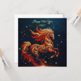 a fiery horse against a starry sky
