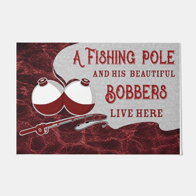 A Fishing Pole And His Beautiful Bobbers Fußmatte (Vorderseite)