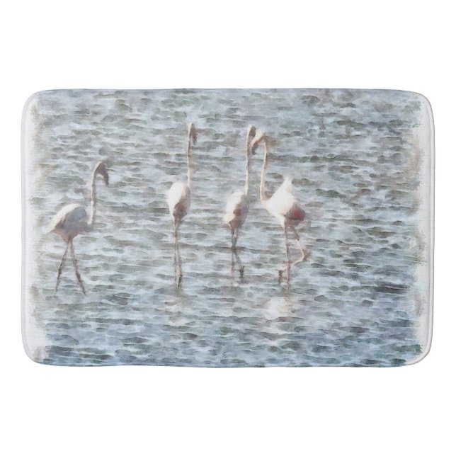 A Flamboyant Pat of Flamingos Badematte (Vorderseite)