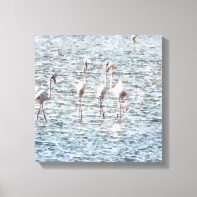 A Flamboyant Pat of Flamingos Leinwanddruck (Vorderseite)