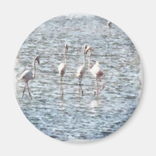 A Flamboyant Pat of Flamingos Magnet