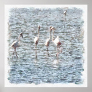 A Flamboyant Pat of Flamingos Poster