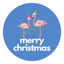 A Flamingo Christmas Classic Round Stickers