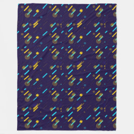 A fleece blanket featuring a colorful repeating